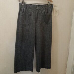 Democracy Sz 6 AB Technology gray striped wide leg pants pockets front